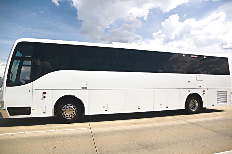 white travel bus